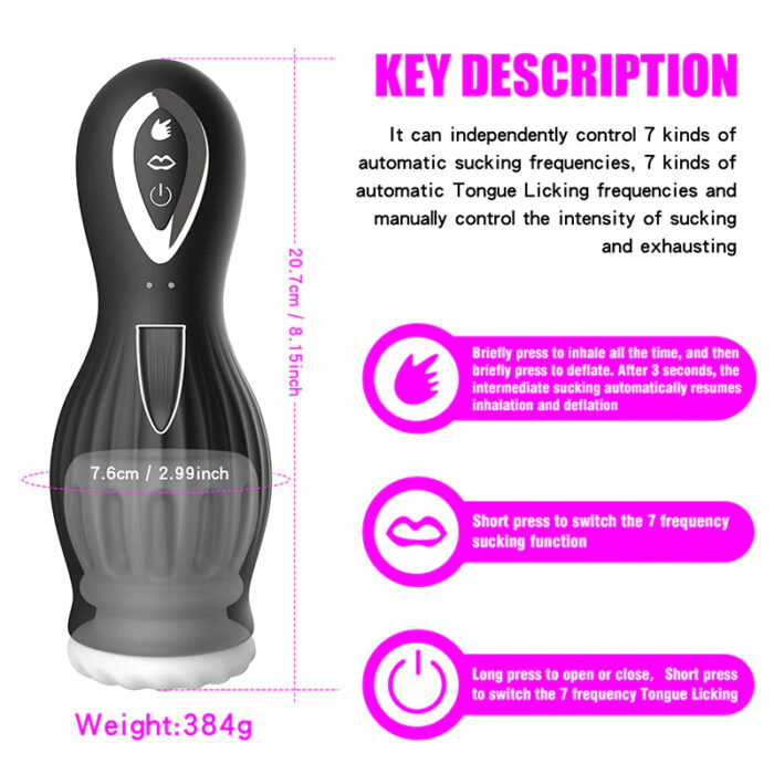 7-Frequency Tongue Licking & Suction, Fully Waterproof Male Masturbator - Image 12